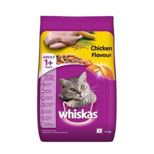 Whiskas Adult (+1 year) Dry Cat Food Food, Chicken Flavour, 1.2kg Pack