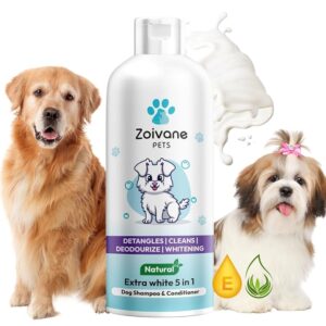 ZOIVANE Dog Shampoo - 300ml | Extra White 5 in 1 Dog Shampoo & Conditioner